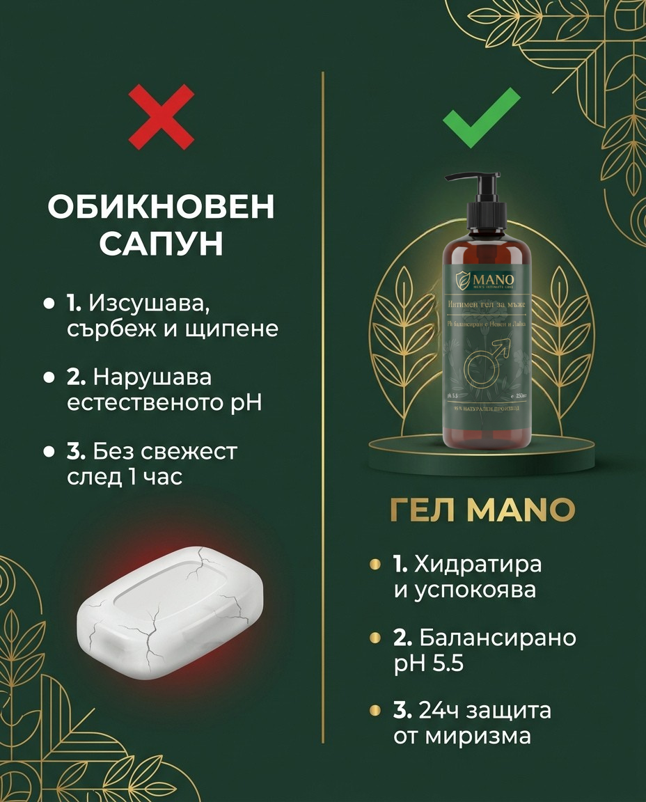 Интимен Гел за Мъже | 24ч Свежест и Хигиена